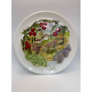 Ceramica Cuore Plate Cherry country scene Italy NEW 9 inch